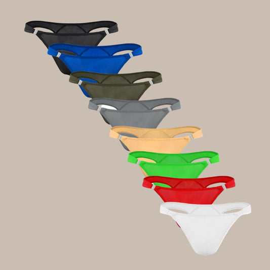 8PCS/Set Openable Buckle Underwear Man Ice Silk Thong Sexy U Convex Pouch Nylon G-string Low Waist Male Underpants Plus Size